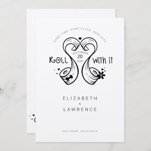 With 転が It Bride & Groomトイレ紙転がハート セーブザデート (正面/裏面)