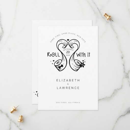 With 転が It Bride & Groomトイレ紙転がハート セーブザデート (正面/裏面インサイチュ)