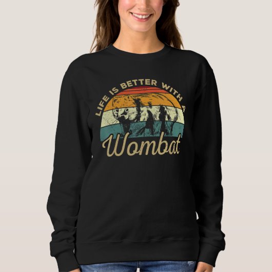With A Wombat Retro Wombat Design スウェットシャツ (正面)