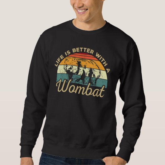 With A Wombat Retro Wombat Design スウェットシャツ (正面)