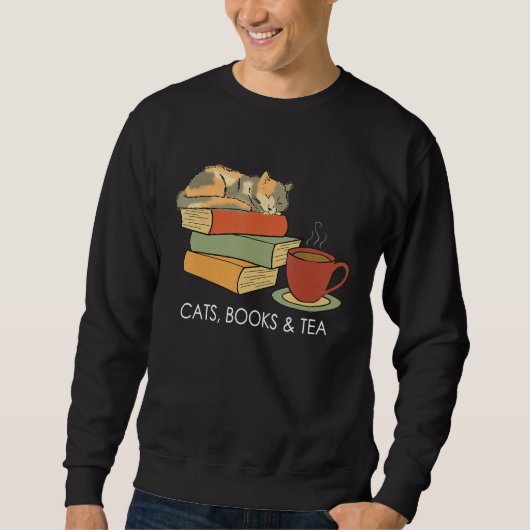 With Cats Books And Tea   Reading スウェットシャツ (正面)