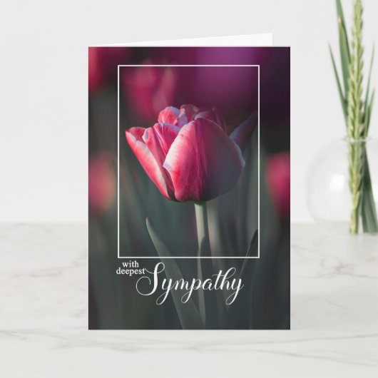 With Deepest Sympathy Rich Pink Tulip カード (正面)