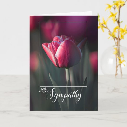 With Deepest Sympathy Rich Pink Tulip カード (黄色い花)