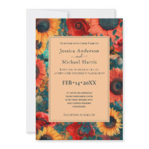 With Details Sunflower &Poppy Reverie Invitation