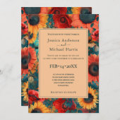 With Details Sunflower &Poppy Reverie Invitation 招待状 (正面/裏面)