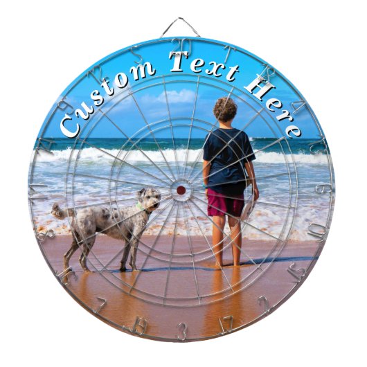 With Dog Photo Dart Board Personalized Text ダーツボード (正面)