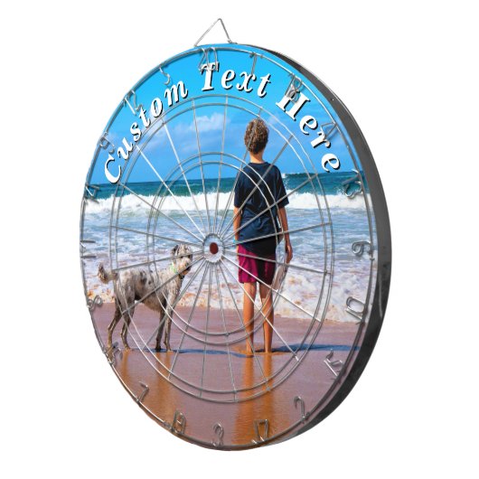 With Dog Photo Dart Board Personalized Text ダーツボード (正面右)