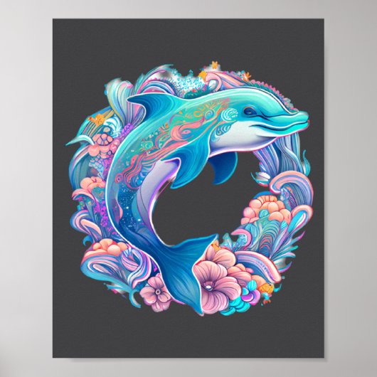 With Easter Festive Illustration Charming Dolphin ポスター (正面)