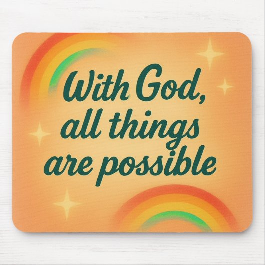 with God all things are possible Christian faith マウスパッド (正面)