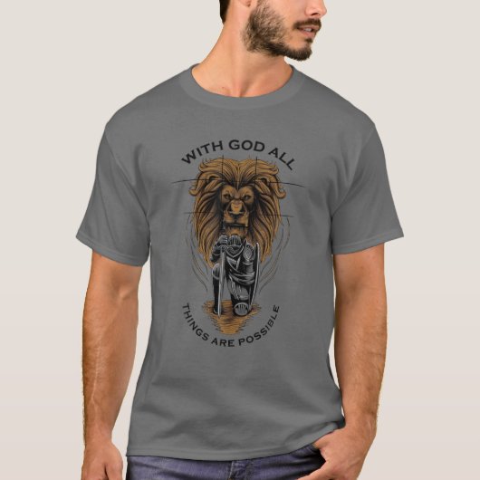 With God All Things Are Possible Christian Scriptu Tシャツ (正面)