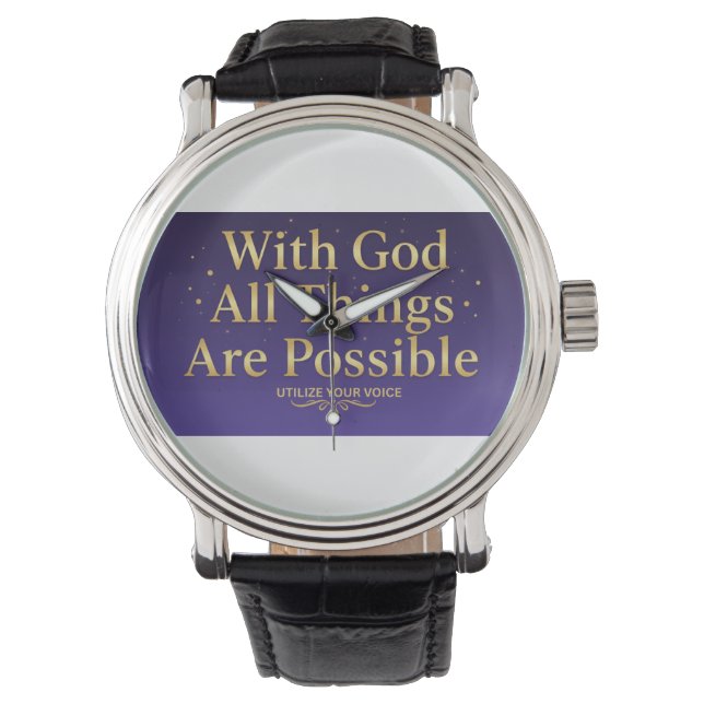 With God All Things Are Possible Christian Watch 腕時計 (正面)