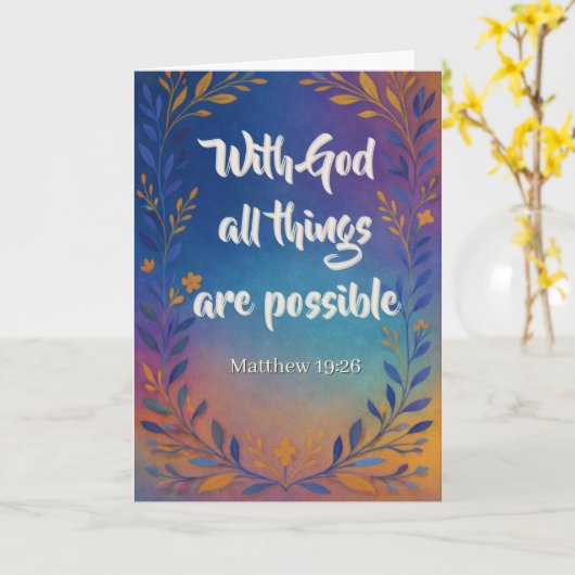 With God All Things Are Possible Custom Christian カード (黄色い花)