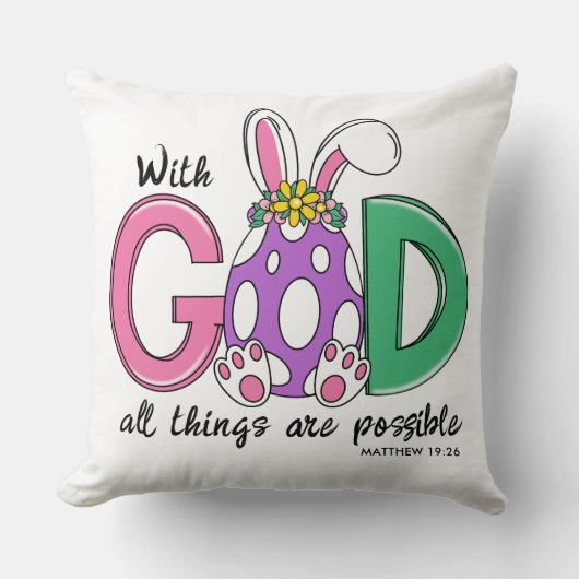 With God All Things Are Possible Easter Pillow クッション (正面)