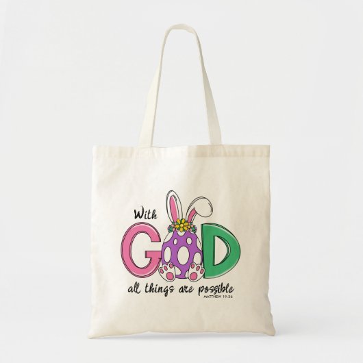 With God All Things Are Possible Easter Tote Bag トートバッグ (正面)