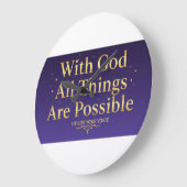 With God All Things Are Possible – Inspirational ラージ壁時計 (傾斜)