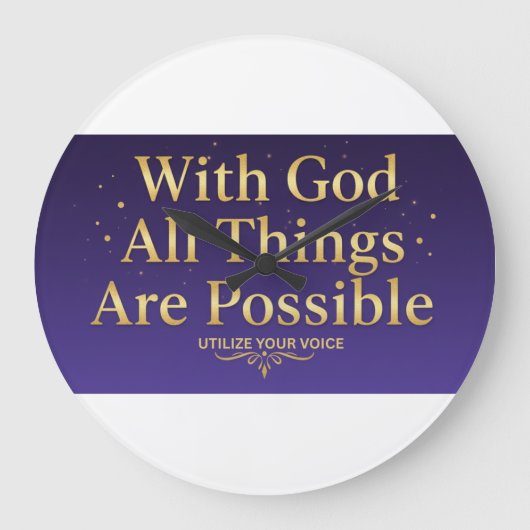 With God All Things Are Possible – Inspirational ラージ壁時計 (正面)