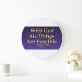 With God All Things Are Possible – Inspirational ラージ壁時計 (ホーム)