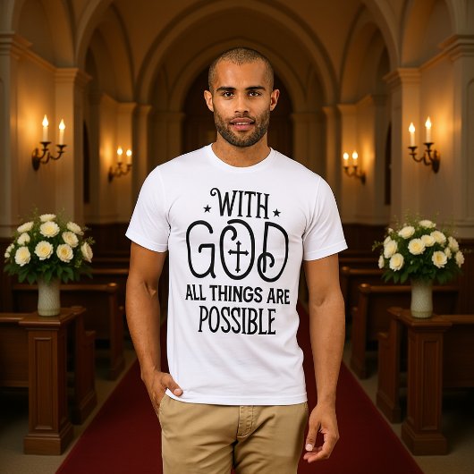 With God All Things Possible Black Cross Tee  Tシャツ
