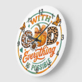 With God Everything Is Possible  ラージ壁時計 (傾斜)