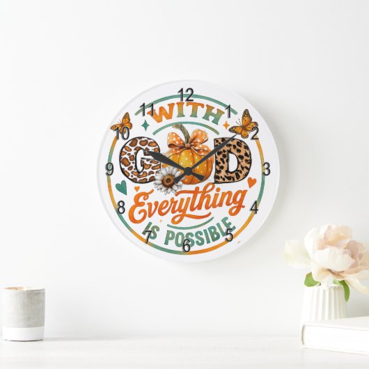 With God Everything Is Possible  ラージ壁時計 (ホーム)