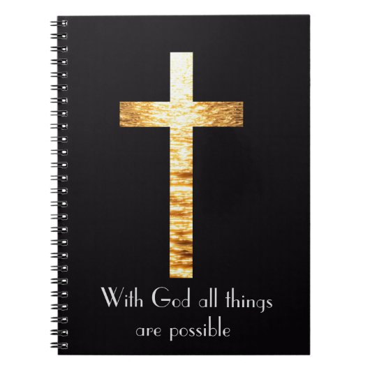 With God Gold Cross Spiral Journal Notebook ノートブック (正面)