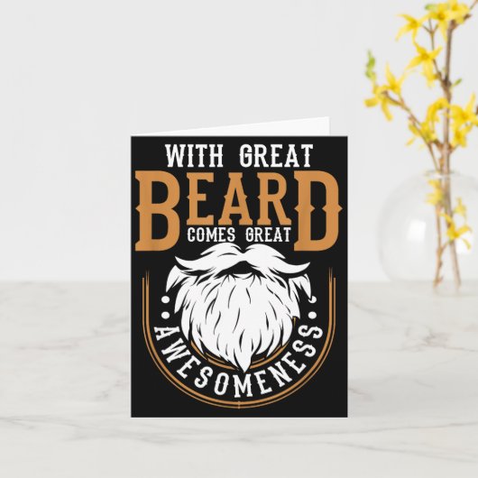 With Great Beard Comes Great Awesomeness Funny Bea カード (黄色い花)