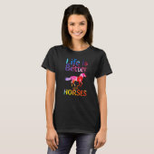 With Horses Cute Horseback Riding Horse Tシャツ (正面フル)