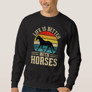 With Horses Horseback Riding Retro Vintage スウェットシャツ