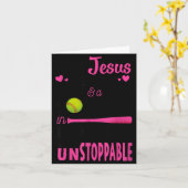 With Jesus In Her Heart And A Softball She Is Unst カード (黄色い花)