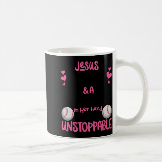 With Jesus In Her Heart And A Softball She Is Unst コーヒーマグカップ (右)