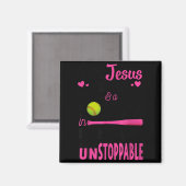 With Jesus In Her Heart And A Softball She Is Unst マグネット (正面/裏面)