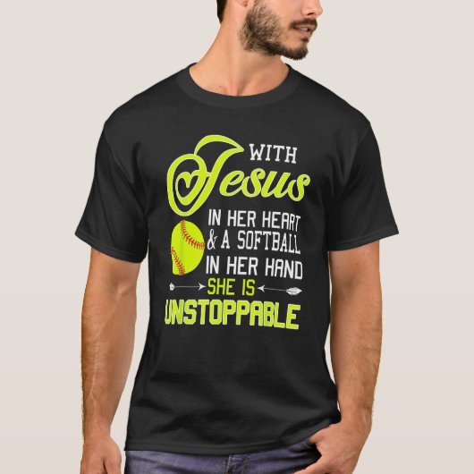 With Jesus In Her Heart And Softball In A Hand Uns Tシャツ (正面)