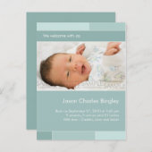 With Joy Blue/Aqua ・ベビー発表 案内ポストカード (正面/裏面)