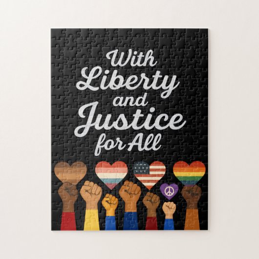With Liberty and Justice for All Protest Freedom ジグソーパズル (縦)