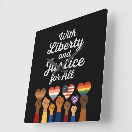 With Liberty and Justice for All Protest Freedom スクエア壁時計 (傾斜)