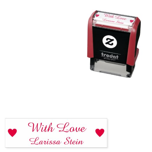 With Love (カスタム文字) +名前、かわいい セルフインキングスタンプ (インサイチュ)