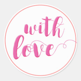 With Love，スクリプトエレガントタイポグラフィラウンドステッカー ラウンドシール