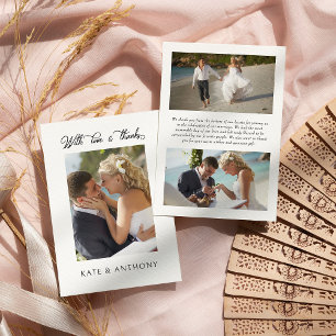 With Love and 感謝してい 3xの結婚写真エレガント サンキューカード
