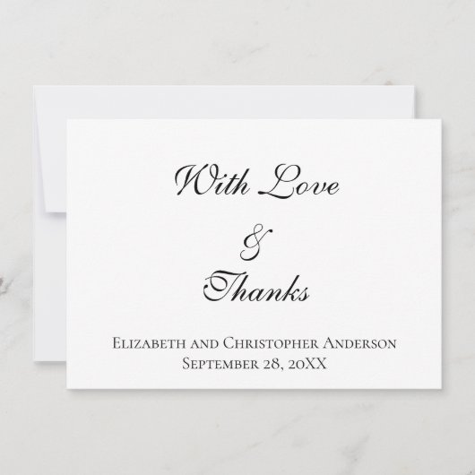With Love and 感謝してい's 結婚 Thank you Note Card ノートカード (正面)