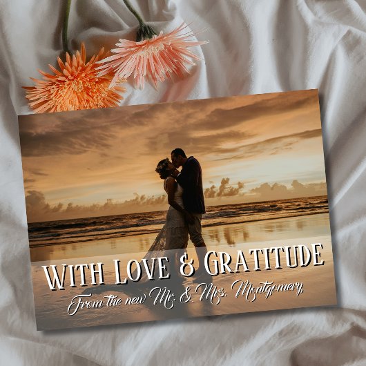 With Love and Gratitude Wedding Photo Champagne  サンキューカード