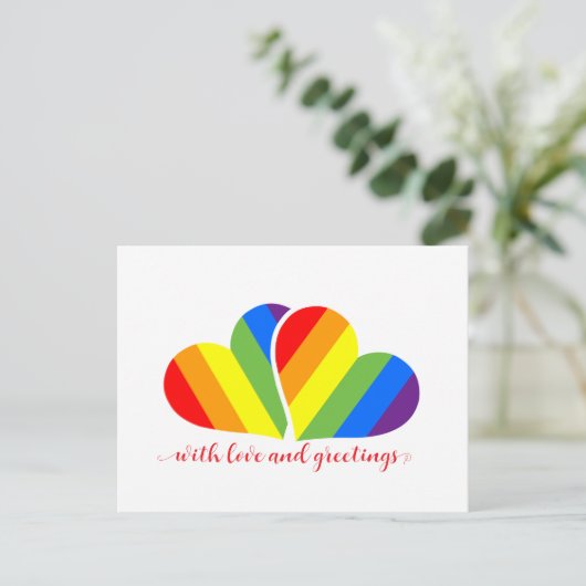 with love and rainbow hearts  ポストカード (スタンド正面)