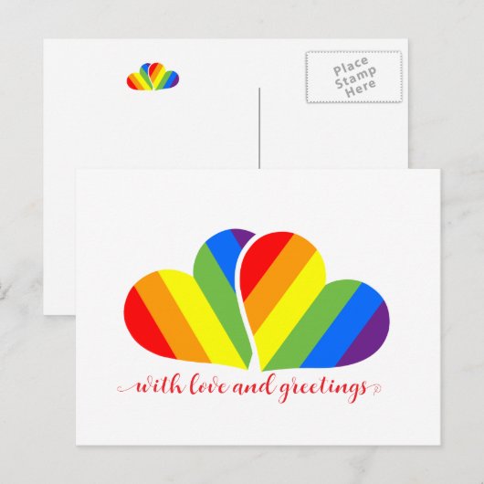 with love and rainbow hearts  ポストカード (正面/裏面)
