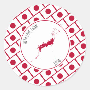 With Love From JAPAN Flag Map ラウンドシール