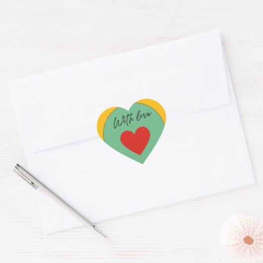 With Love Heart Sticker – Minimal Cute Love  ハートシール (封筒)