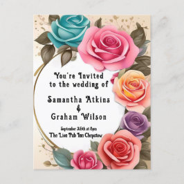 With Love in Full開花結婚式招待状 ポストカード