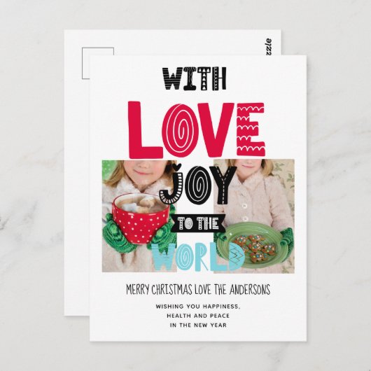 WITH LOVE JOY TO THE WORLD写真フォークアート ポストカード (正面/裏面)