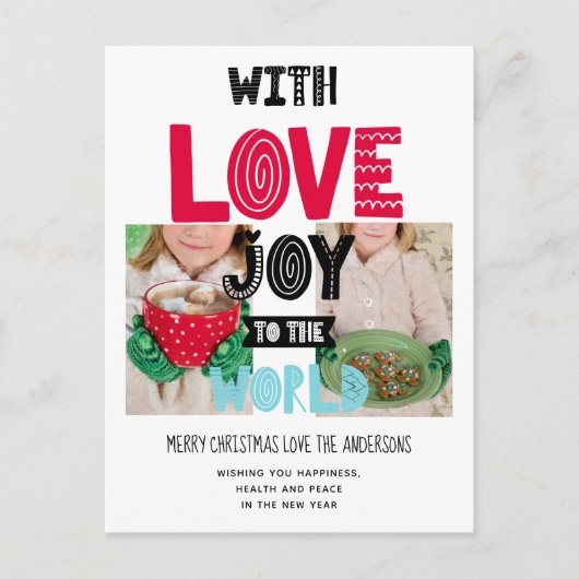WITH LOVE JOY TO THE WORLD写真フォークアート ポストカード (正面)