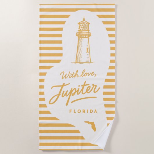 With Love Jupiter Lighthouse Beach Towel ビーチタオル (正面)