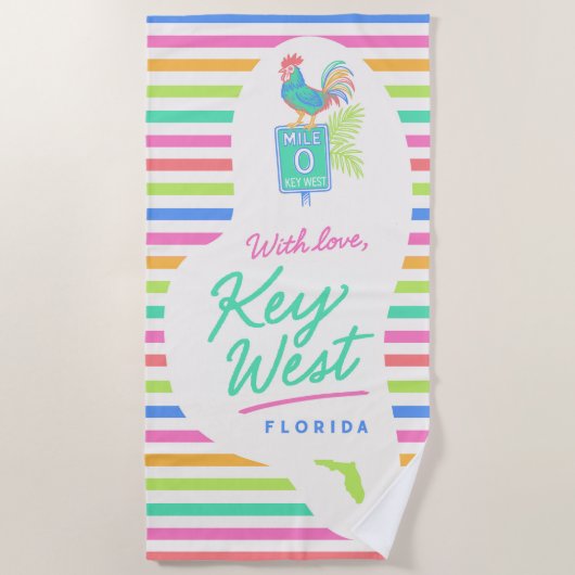 With Love Key West Towel ビーチタオル (正面)