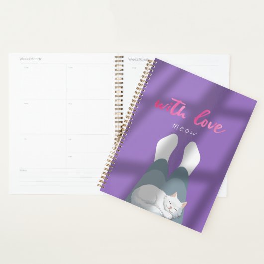 "With Love, Meow" Cozy Cat Notebook プランナー手帳 (ディスプレー)